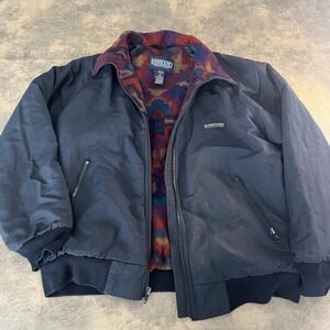 Lands End Squall Jacket Womens M Navy Blue Fleece Lined Thinsulate USA Made VTG